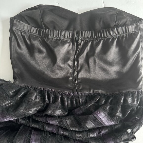 Vintage Y2K BeBop Empire Waist Strapless Mini Cocktail Dress Womens S Black Mesh - Picture 12 of 14